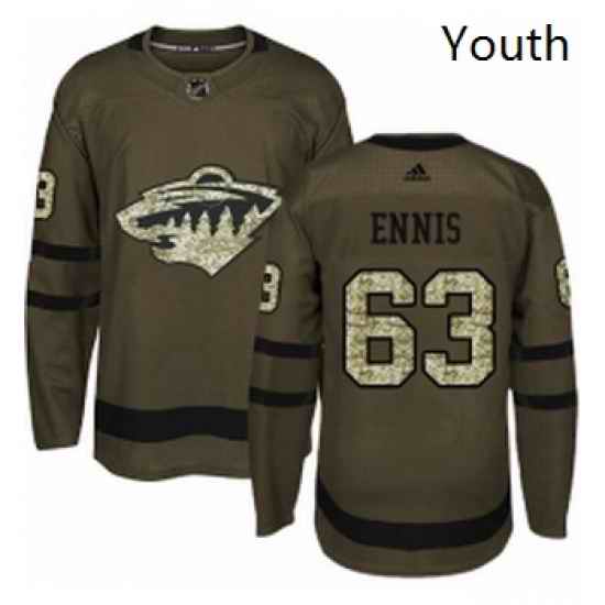 Youth Adidas Minnesota Wild 63 Tyler Ennis Authentic Green Salute to Service NHL Jersey